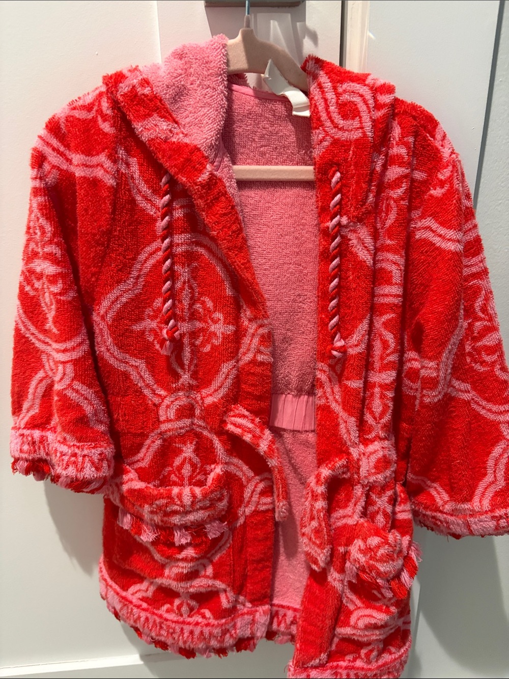 Zimmermann Kids Red and Pink Hooded Swim Coverup